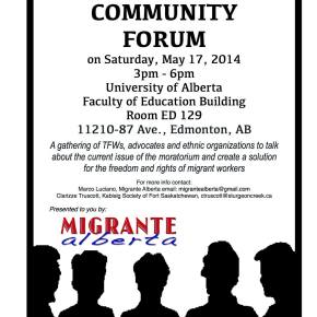 Migrante Alberta to host Community Forum on May 17